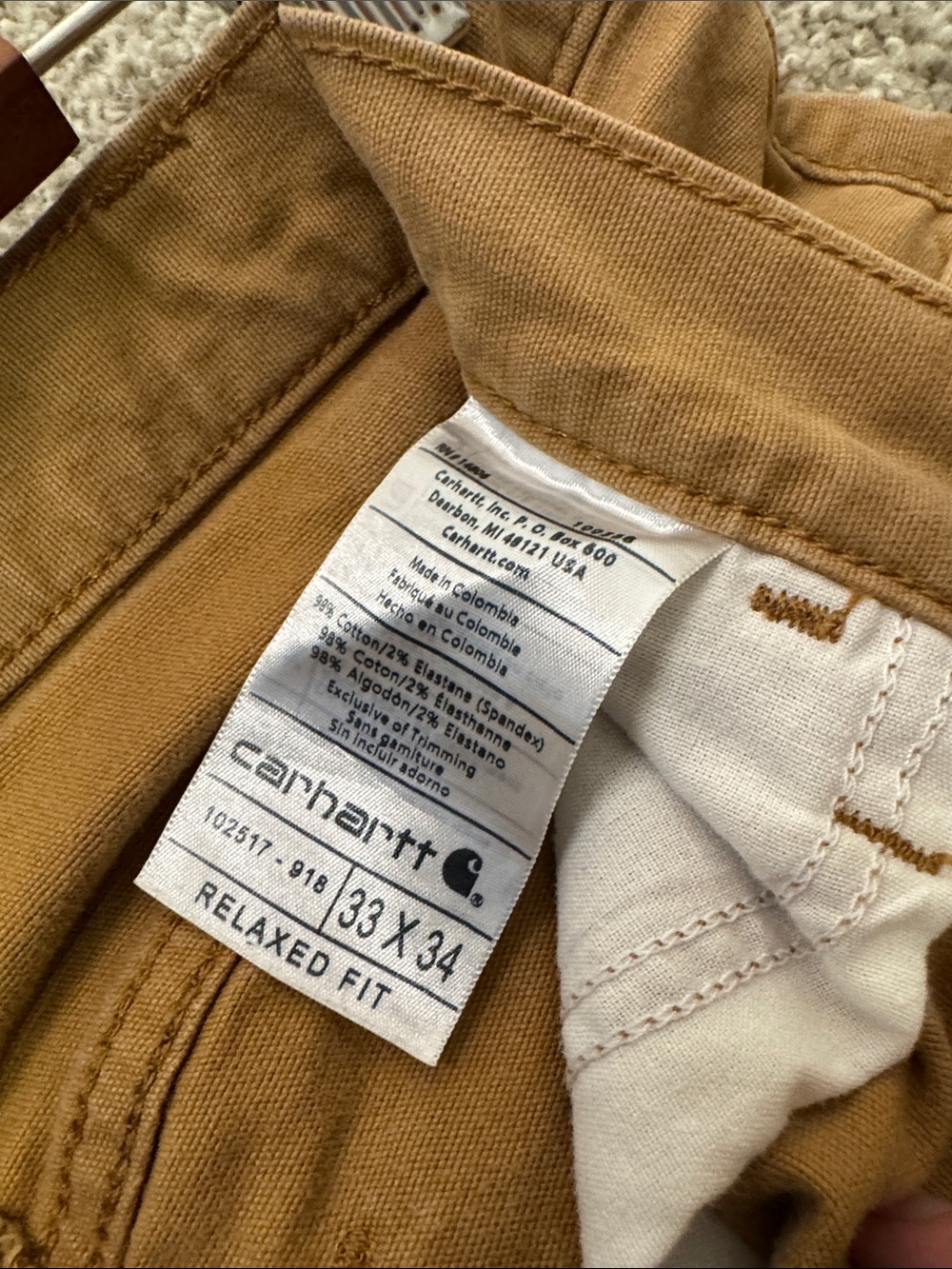 Carhartt Tan Hickory Relaxed Fit Slim Work Pants - Picture 12 of 12